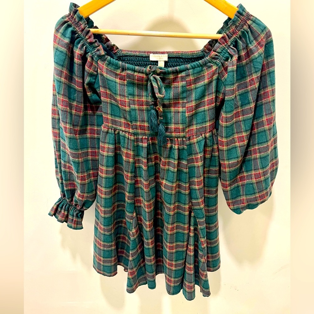 Chelsea & Violet Green Plaid Dress